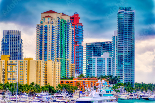 Modern buildings located at Miami Beach in Florida, USA.