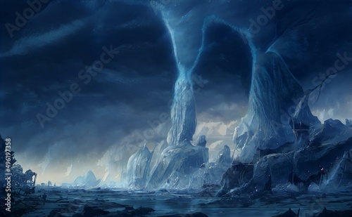 Backgrounds 3D illustration Alien planet Sci-fi Game 