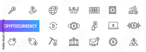 Cryptocurrency symbol vector line icon. Crypto currency bitcoin money won digital usd transfer