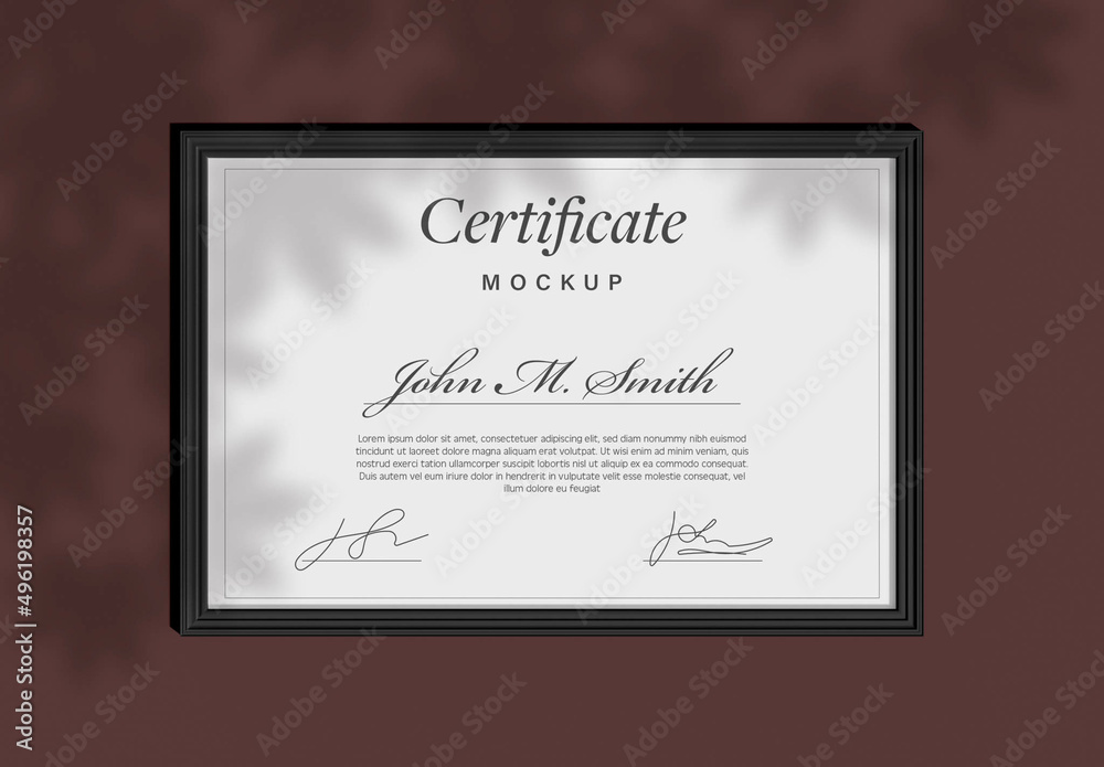 Front View of Certificate Mockup Stock Template | Adobe Stock