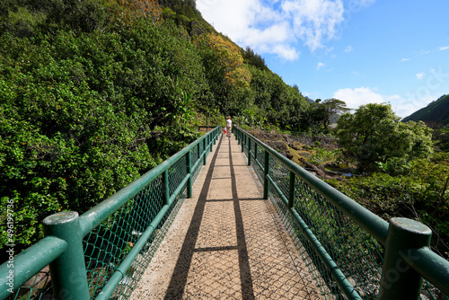 Pedestrian bridge in the Iao Valley in the west of Maui island in Hawaii, United States