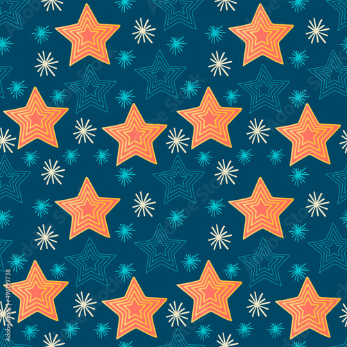 A set of vector seamless pattern with doodle stars. Hand drawn vector doodles.