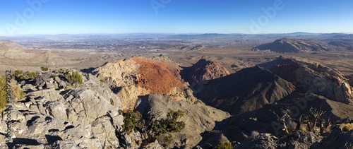 Scenic Las Vegas Skyline Aerial Landscape Panorama from Turtlehead Mountain Peak above Red Rock Canyon National Conservation Area