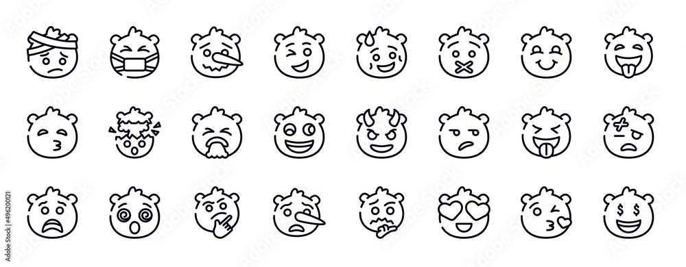 emoji thin line icons collection. emoji editable outline icons set. blushing emoji, tongue out kissing with closed eyes exploding head disgusted weird stock vector. emoji thin line icons collection. emoji editable outline icons set. blushing emoji, tongue out kissing with closed eyes exploding head disgusted weird stock vector.