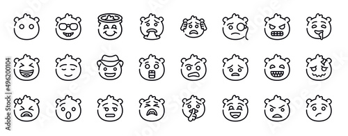 emoji thin line icons collection. emoji editable outline icons set. nervous emoji, drool laugh calm cowboy hat surprised stock vector.