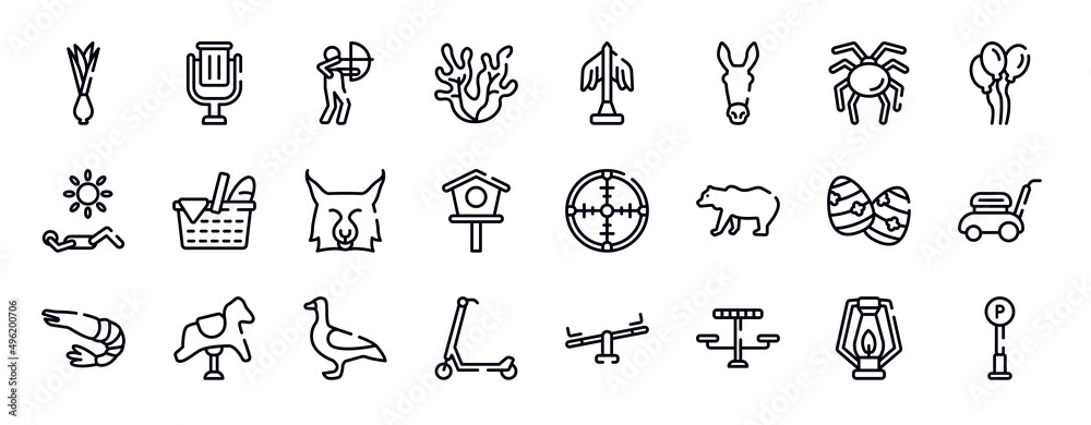 city park thin line icons collection. city park editable outline icons set. null, balloons, sunba, picnic, lynx, birdhouse stock vector. city park thin line icons collection. city park editable outline icons set. null, balloons, sunba, picnic, lynx, birdhouse stock vector.