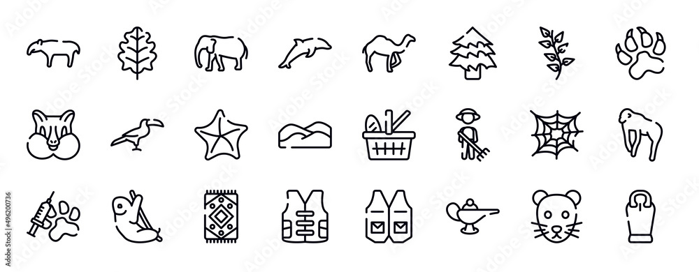 desert thin line icons collection. desert editable outline icons set. herb, pawprints, chipmunk, toucan, starfish, dunes stock vector. desert thin line icons collection. desert editable outline icons set. herb, pawprints, chipmunk, toucan, starfish, dunes stock vector.