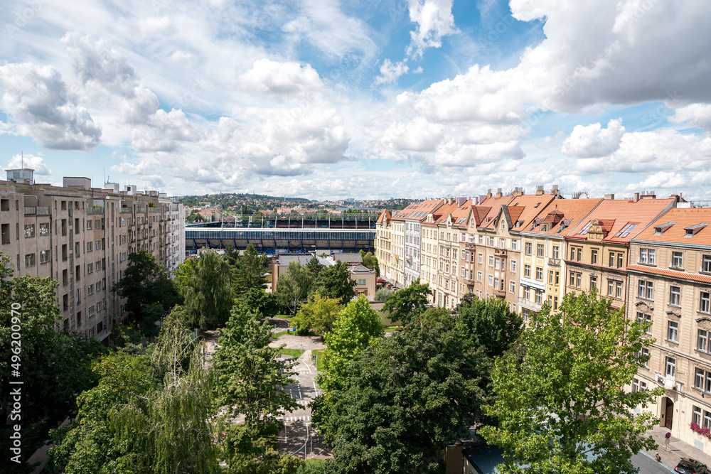 Typical buildings of Prague. View from the water reservoir tower