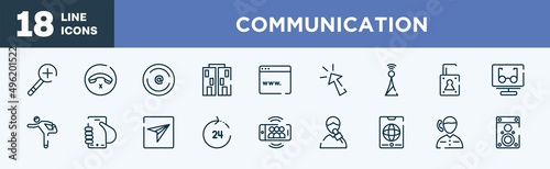 Tableau sur toile set of communication icons in outline style