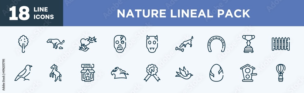 set of nature lineal pack icons in outline style. nature lineal pack ...