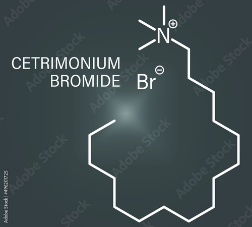 Cetrimonium bromide antiseptic surfactant molecule. Skeletal formula.