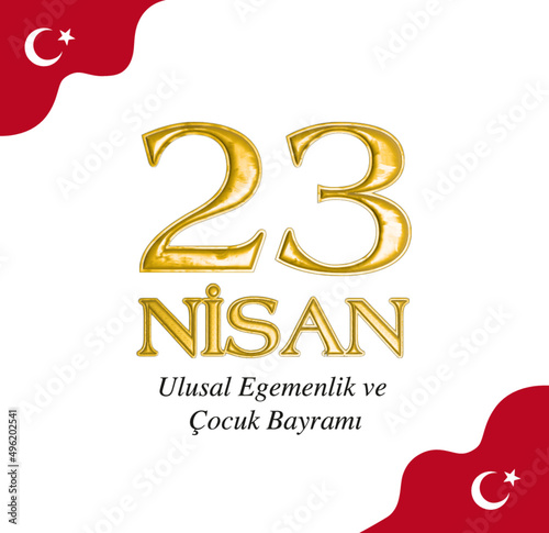 23 April, National Sovereignty and Children’s Day Turkey celebration card. vector illustration.