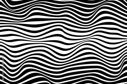 Simple wavy background. Vector illustration of stripes with optical illusion, op art.