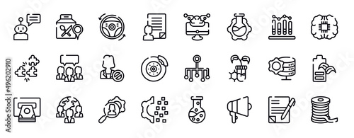 general thin line icons collection. general editable outline icons set. business performance, future technology, compatibility, group opinion, impeachment, disk brake stock vector.