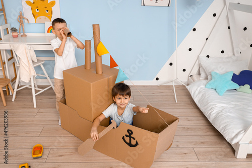 Funny little boys playing w...