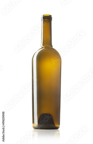 Empty wine bottle isolated on white background.