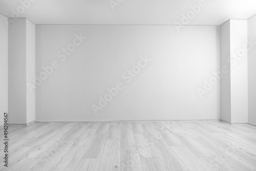 View of light wall in big empty room