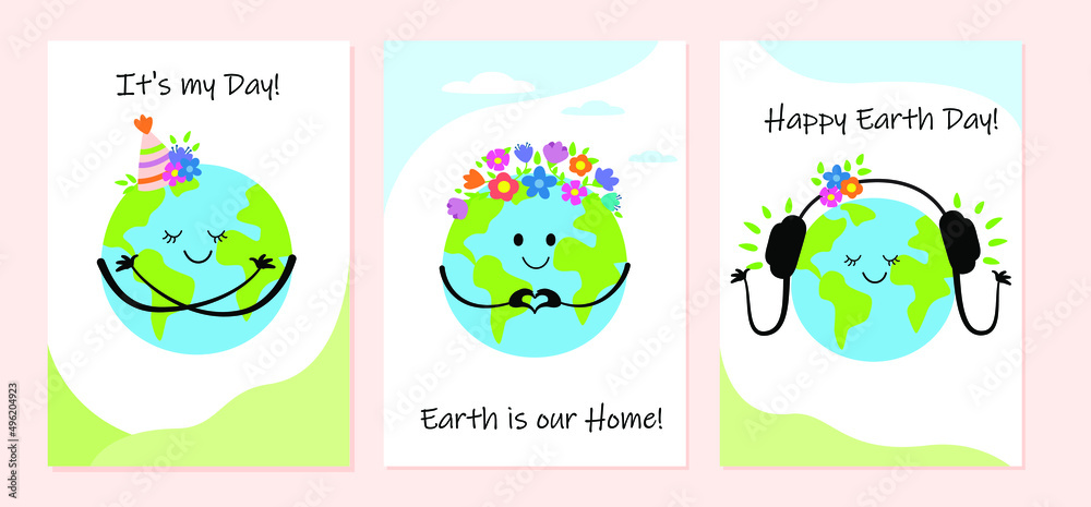 Earth Day. Vector templates for postcard, poster, banner, flyer. Idea for design.
