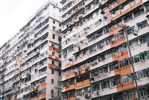 Old Apartment in Hong Kong. dense residential building, urban area, Tokwawan photo