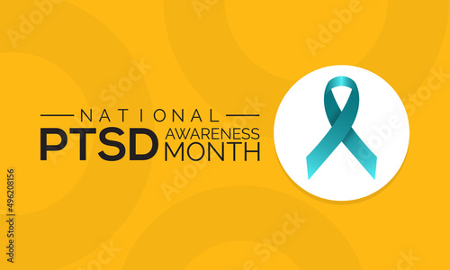 PTSD awareness month. Posttraumatic Stress Disorder health awareness for banner, poster, card and background design.