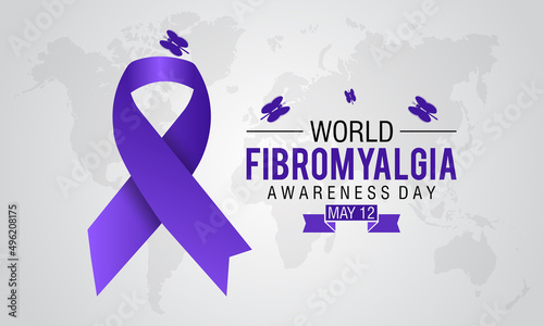 World Fibromyalgia Awareness. May 12 calls attention to fibromyalgia concept for banner, poster, card and background design.