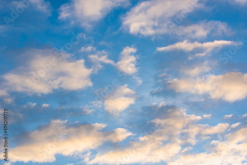 Fototapeta Naklejka Na Ścianę i Meble -  Morning sky with yellowish clouds.