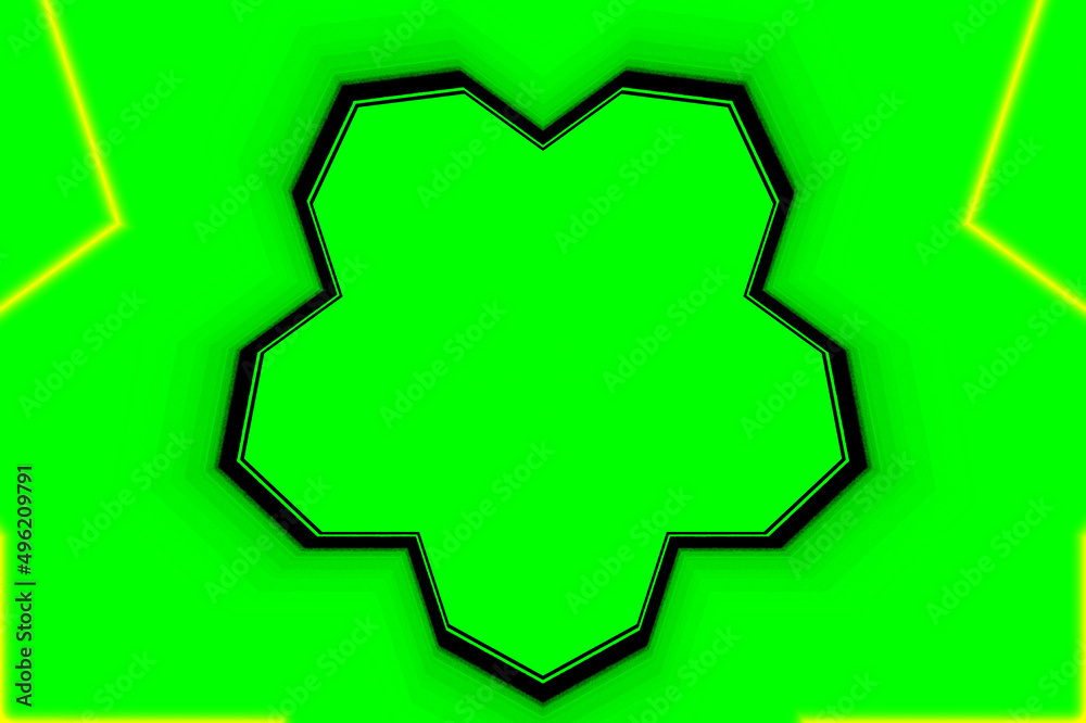 Abstract, Polygon set against a Green Background with Yellow Lines digital art Abstract, Polygon set against a Green Background with Yellow Lines digital art