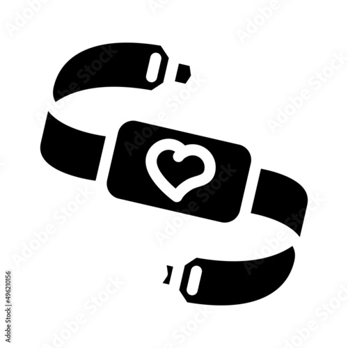 cardio tape with heart glyph icon vector. cardio tape with heart sign. isolated contour symbol black illustration