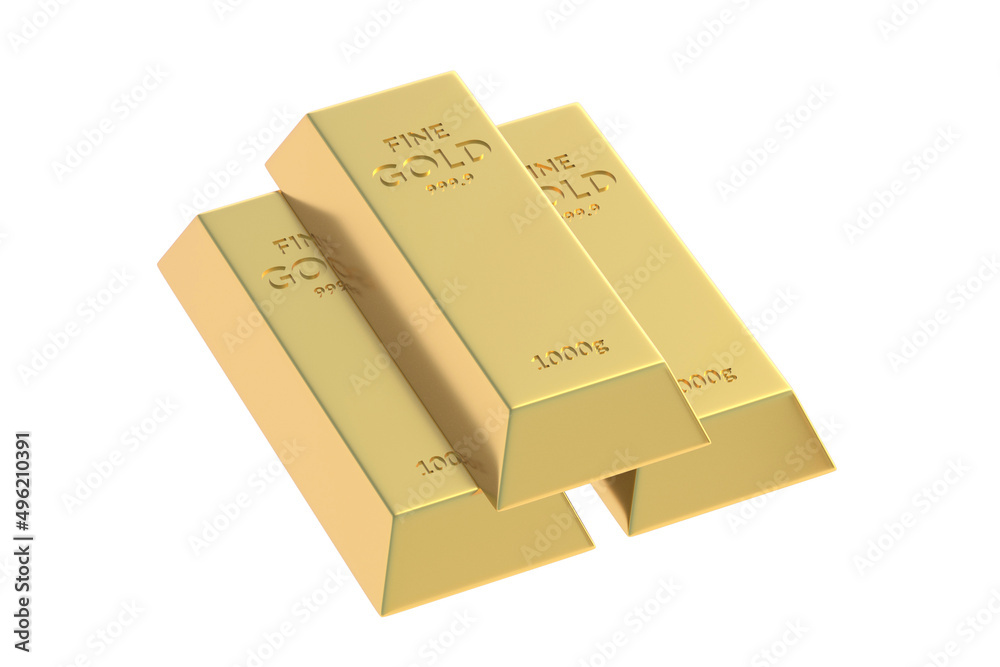 Gold bars isolated on white background. 3d render Gold bars isolated on white background. 3d render
