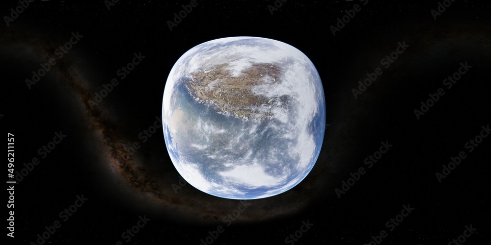 Obraz premium 360 degree environment map of an orbital view of the earth in a height of 1000 km above Mount Everest.