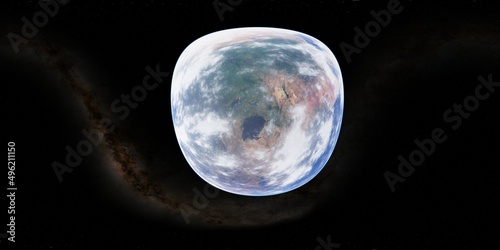 360 degree environment map of an orbital view of the earth in a height of 1000 km above Lake Victoria in Africa.