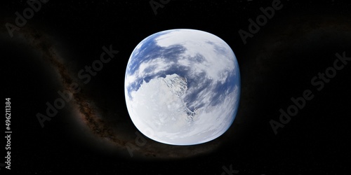 360 degree environment map of an orbital view of the earth in a height of 1000 km above Antarctica.