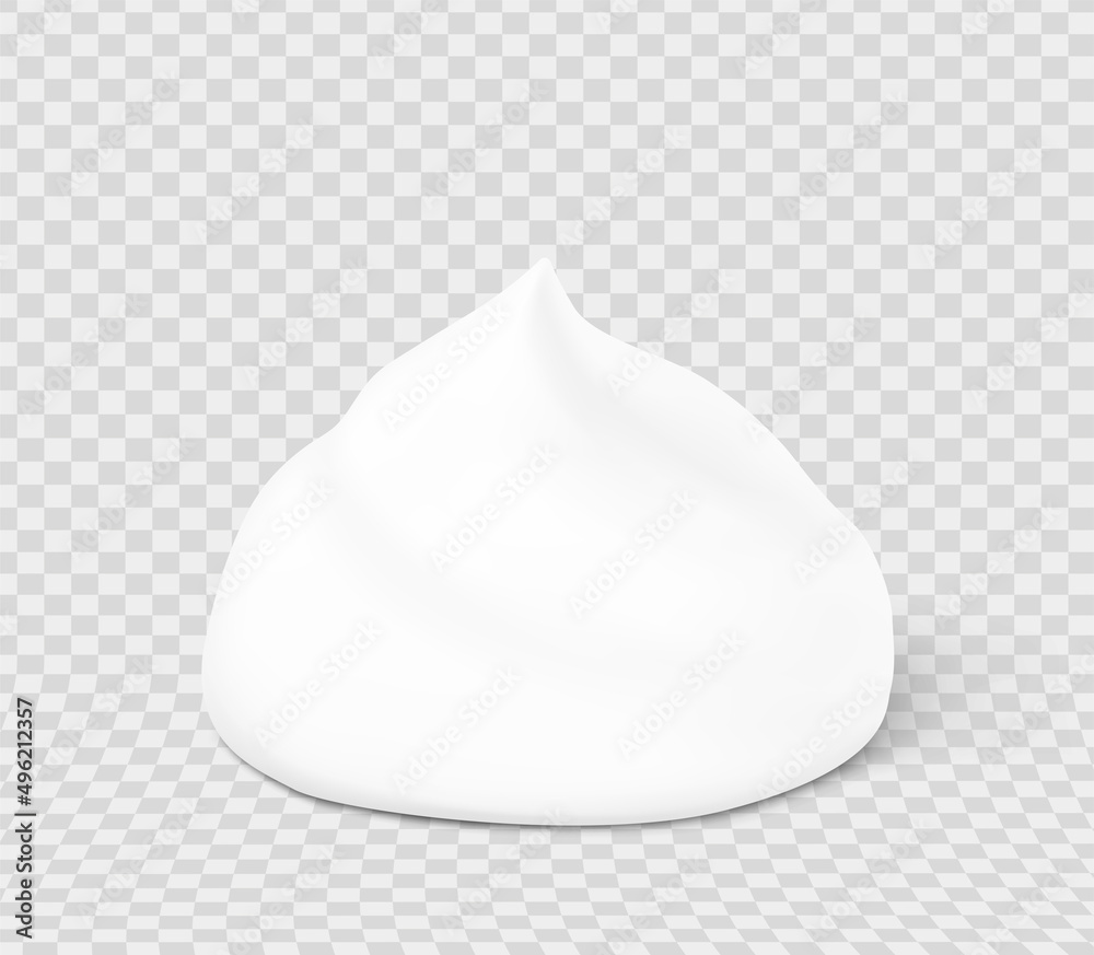 Creamy foam with realistic shadow. Vector illustration isolated on transparent background. Ready for use in your design. EPS10.	