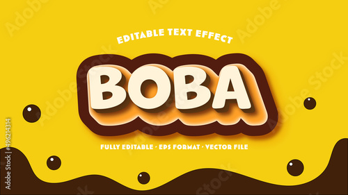 Boba Editable Text Effect with Floating Boba Pearl Ornament