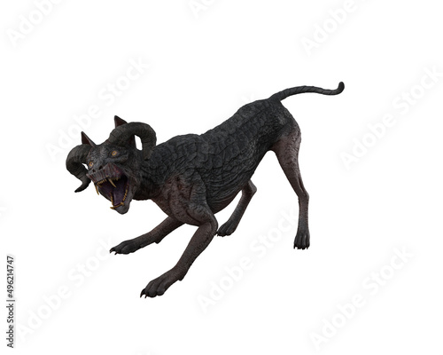 Fototapet Fierce aggressive hell hound demon dog