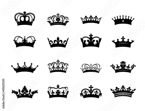 Set Crowns. Vector Icons.