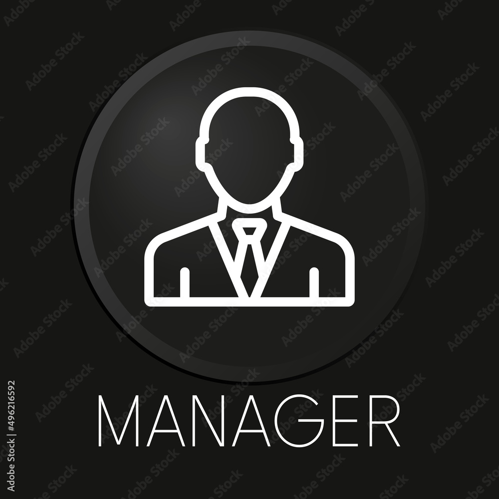 Manager minimal vector line icon on 3D button isolated on black background. Premium Vector.