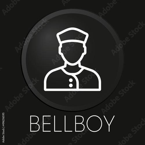 Bellboy minimal vector line icon on 3D button isolated on black background. Premium Vector.