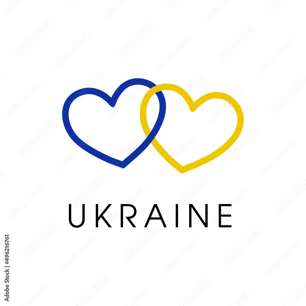 Pray for Ukraine sign. Illustration with colors of Ukrainian flag. Vector isolated on white	

