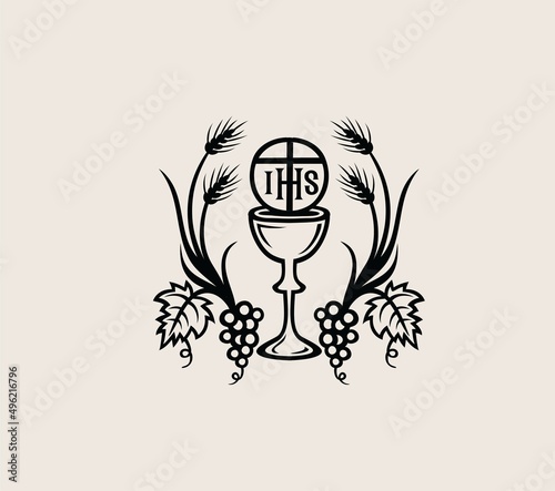 Bread and Wine Symbol, IHS Icon, art vector design
