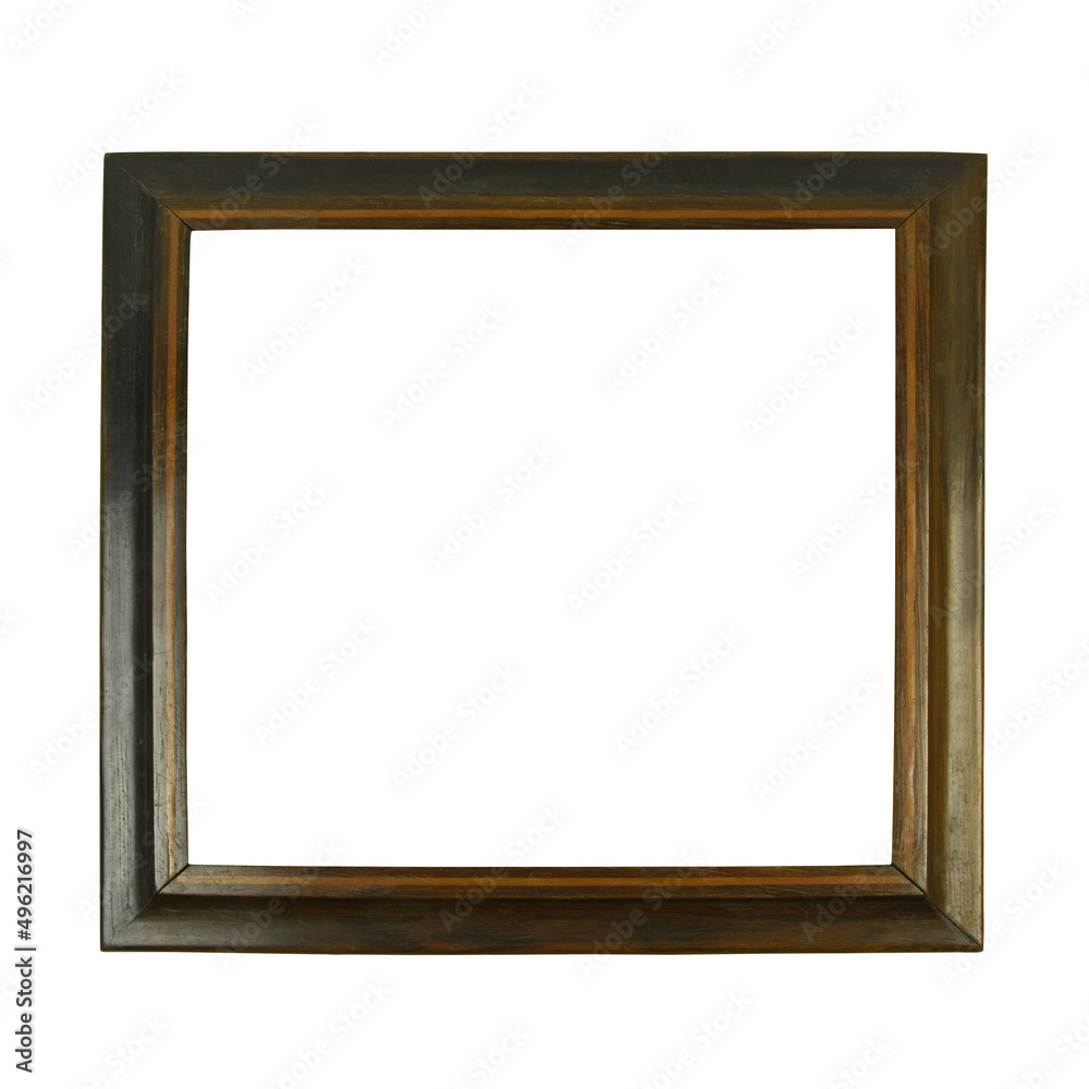 Wooden brown frame for paintings. Isolated on white Wooden brown frame for paintings. Isolated on white
