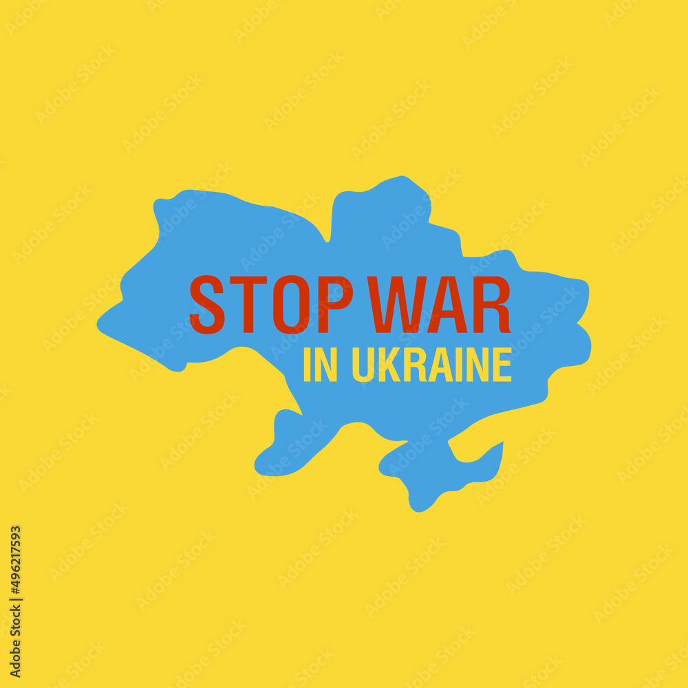Obraz premium Stop Putin Stop War Banner text with Ukraine flag. International protest, Stop the war against Ukraine. Vector illustration 