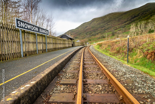 Snowdon Ranger, narrow gauge railway station in early spring,Snowdonia,Wales,United Kingdom.