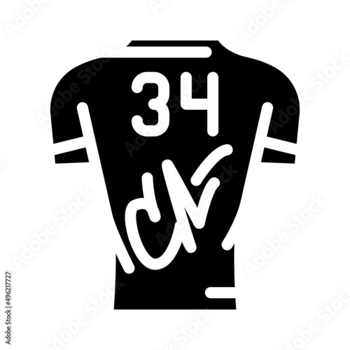t-shirt with autograph glyph icon vector. t-shirt with autograph sign. isolated contour symbol black illustration