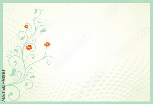 floral background and pale green dots