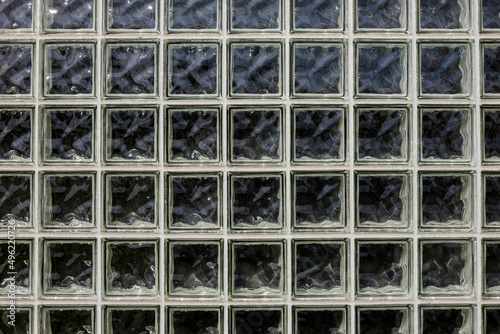 Geometric pattern of a glass block wall.