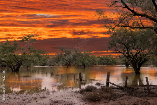 Flooded Darling River, far western New South Wales Australia