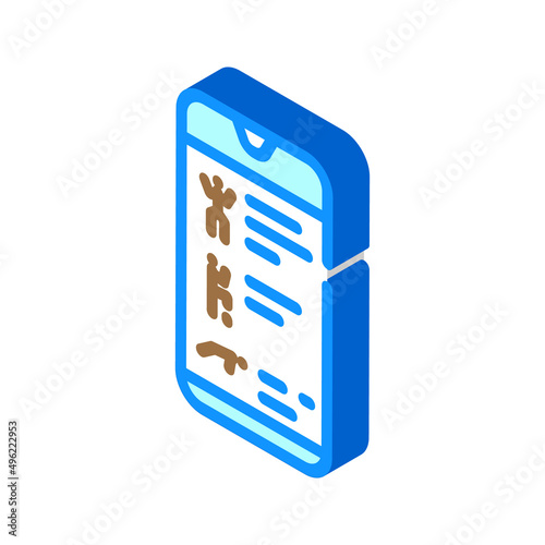 training app smartphone isometric icon vector. training app smartphone sign. isolated symbol illustration
