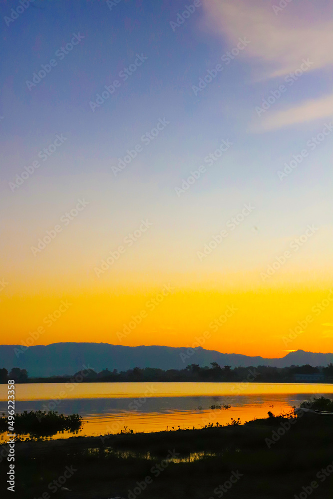 Beautiful Sunset View on Lake Toba for Background