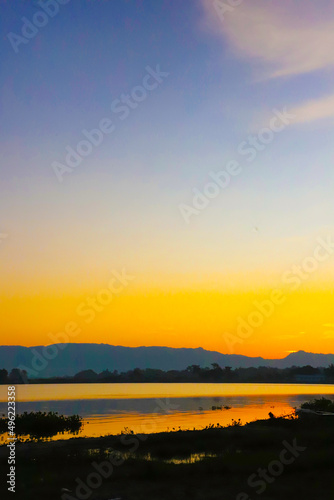 Beautiful Sunset View on Lake Toba for Background